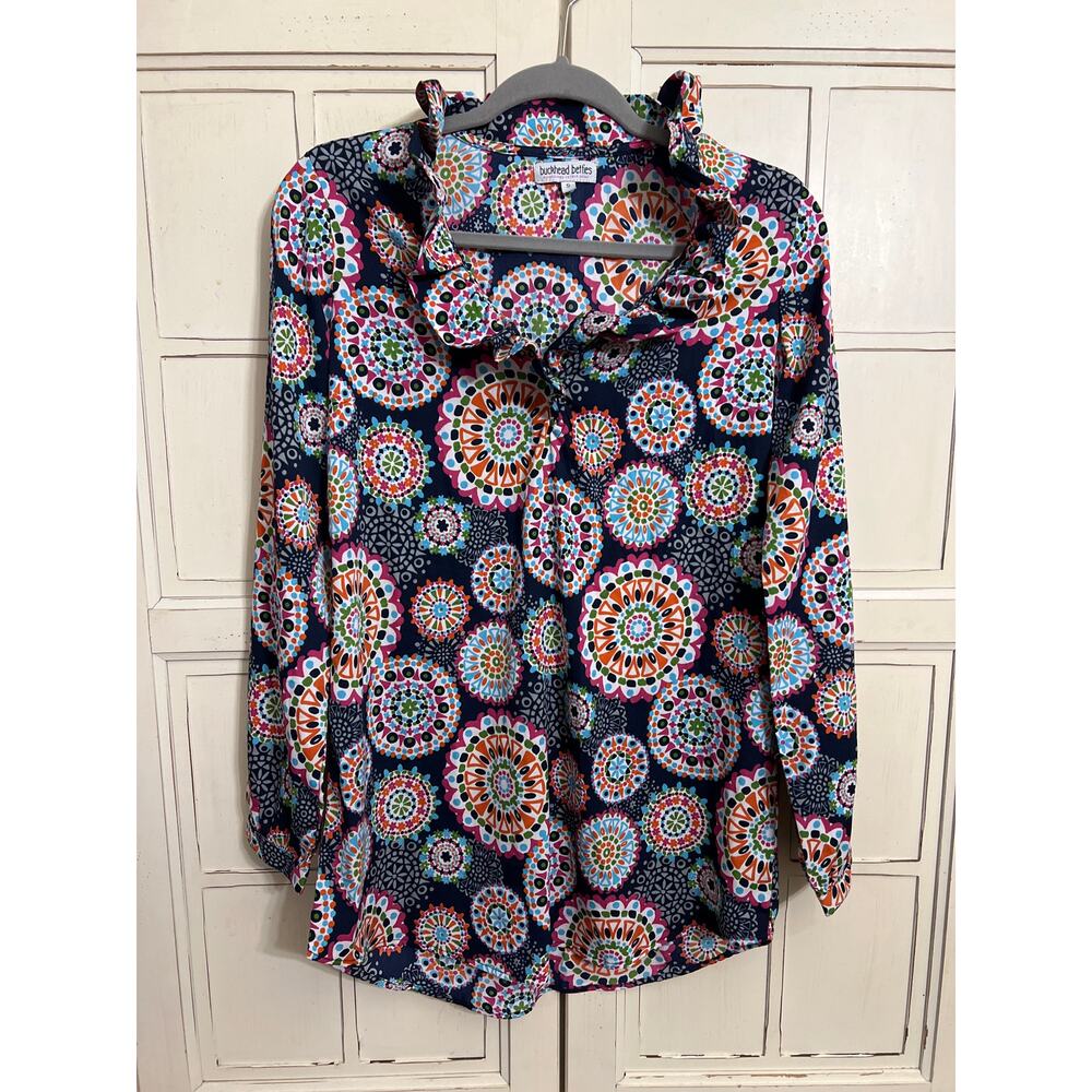 Buckhead Betties size small colorful popover blouse top short